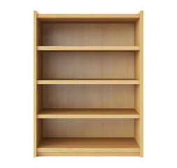 Empty Wooden Bookcase with Shelves