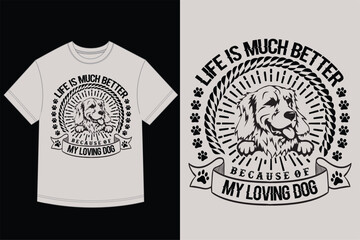 Golden Retriever Dog Head Graphic - Loving Dog Quote T-Shirt Design