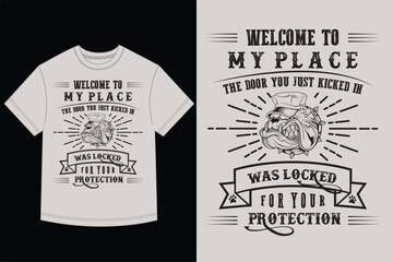 Funny Warning Quote T-Shirt Vector Locked for Your Protection with Retro Bulldog