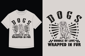 Golden Retriever Graphic - Bundle of Love Wrapped in Fur Dog Lover Quote T-Shirt Design