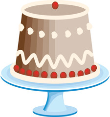 Cartoon cake dessert with frosting on stand