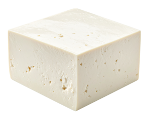 High-resolution realistic image of a fresh white tofu piece, smooth texture with subt 