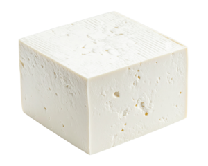 High-resolution realistic image of a fresh white tofu piece, smooth texture with subt
