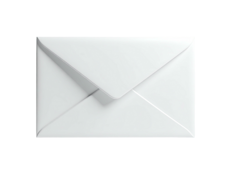A plain white closed envelope, angled, centered, with a black border background