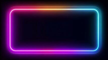 Glowing neon rectangle frame on black background
