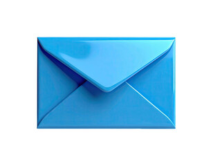 A glossy blue, three-dimensional envelope, sealed with sharp shadows, on black