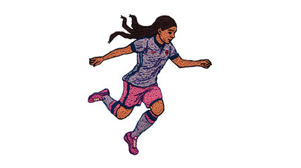 Knitted Embroidery Soccer Player Kicking Ball – Transparent Background