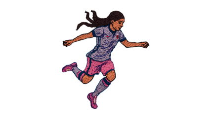 Knitted Embroidery Soccer Player Kicking Ball – Transparent Background