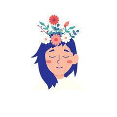 Peaceful Woman with Flowers