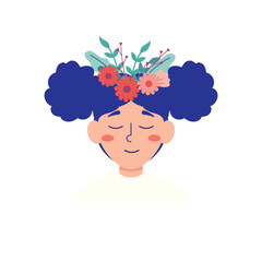 Peaceful Woman with Flowers
