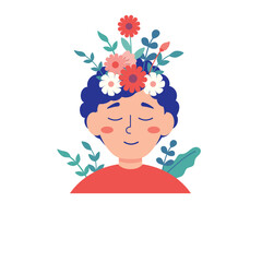 Calm Boy Floral Illustration