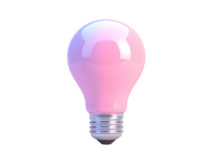 A pink and purple iridescent lightbulb illuminated against a black background