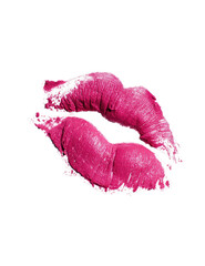 Fototapeta premium Pink lipstick kiss print, stylized