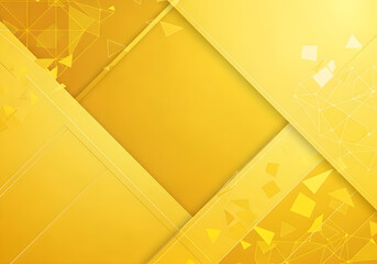 Abstract yellow background with geometric shapes and layers.