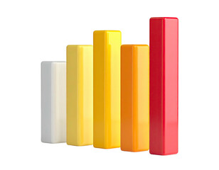 Colorful 3D bar graph showing increasing data progression, isolated on black