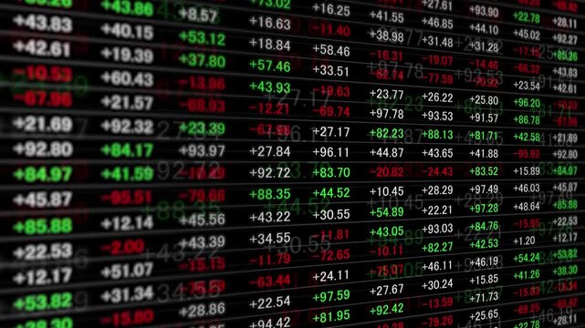 Concept business stock table with animated numerical currency data on a spreadsheet background, symbolizing finance, trading, analytics, and global economic activity in 4K video.
