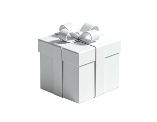 Obraz premium White present box tied with a bow, floating on a black background