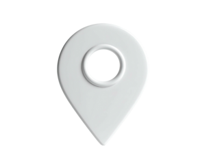 3D, white location marker icon, clean and minimalist design on a black backdrop