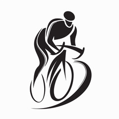 Creative bicycle racer logo design vector cycling athlete sport