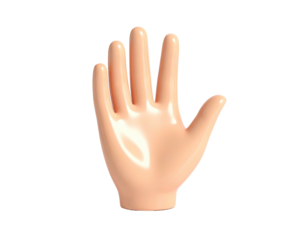 A stylized, open human hand with fingers spread against a black background