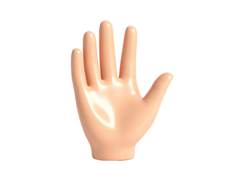 A stylized, open human hand with fingers spread against a black background