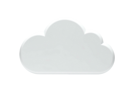 A 3D rendering of a white cloud with a soft glow against a black background