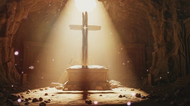 Happy Ascension of Jesus Christ with cross for background	