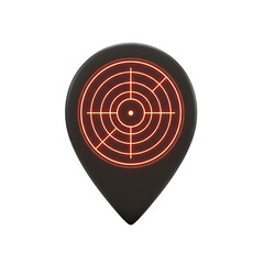 Modern Black Location Pin Icon with Red Target Grid on White