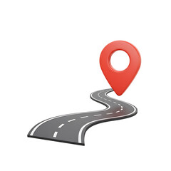 Red Location Pin on Winding Gray Road Over White Surface