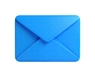 A glossy, bright blue envelope against a stark black background