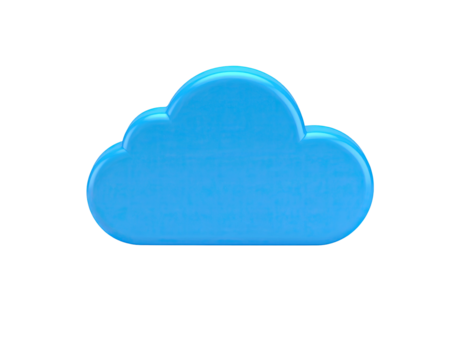 A 3D blue cloud icon with smooth edges, isolated on a black background