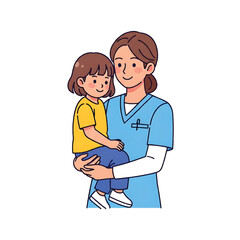 Obraz premium Pediatric Nurse Caring for Young Patient Vector Illustration