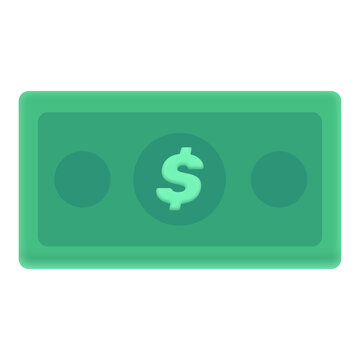 3D Cash Icon Green Dollar Bill &ndash; Realistic Paper Money Isolated on White Background, Finance Currency Symbol, Banking, Payment, Savings, Investment, Wealth, Business and Economy Graphic Design Element