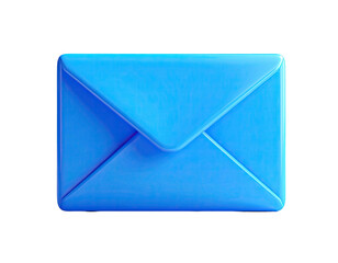 A glossy blue envelope, slightly rounded, against a black background, digital