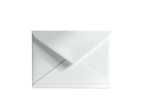 A pristine white envelope sits against a deep black background, illuminated