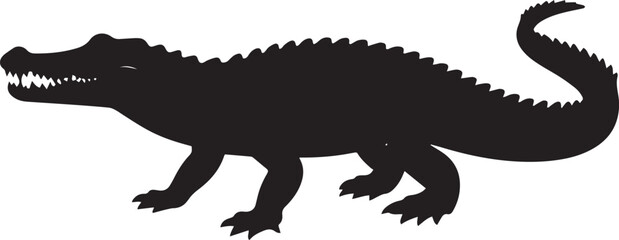 Obraz premium Wild Crocodile Silhouette Vector Illustration