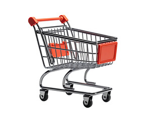 Rendered shopping cart with red accents against black backdrop