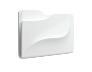 A 3D rendered, white, stylized folder with flowing lines