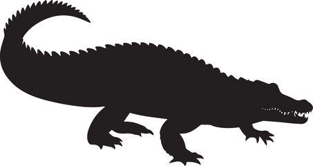 Naklejka premium Wild Crocodile Silhouette Vector Illustration