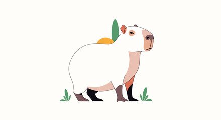 Obraz premium An adorable capybara stands peacefully in the grass during a bright day.