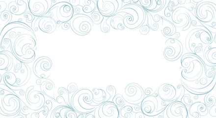 Elegant swirling patterns of light blue frost and snowflakes create a delicate border.