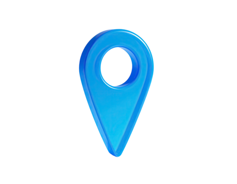 Shiny 3D blue location pin isolated on a black background