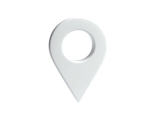 3D, white, glossy location marker, rendered on a black background