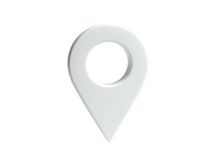 3D, white, glossy location marker, rendered on a black background