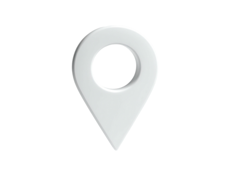 3D, white, glossy location marker, rendered on a black background