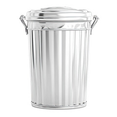 A silver trash can with a lid, ideal for waste management.