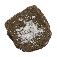 Detailed 8K Image of Saline Soil and Salt Crystals on White Background, Isolated.
