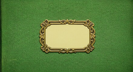 Vintage green fabric background with decorative frame and copy space