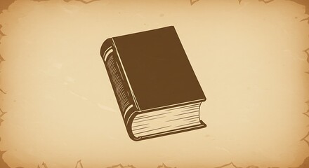 Vintage illustration of a closed book with aged paper background