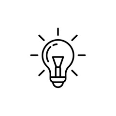 Minimalist light bulb icon representing creativity and innovative ideas on a plain white background